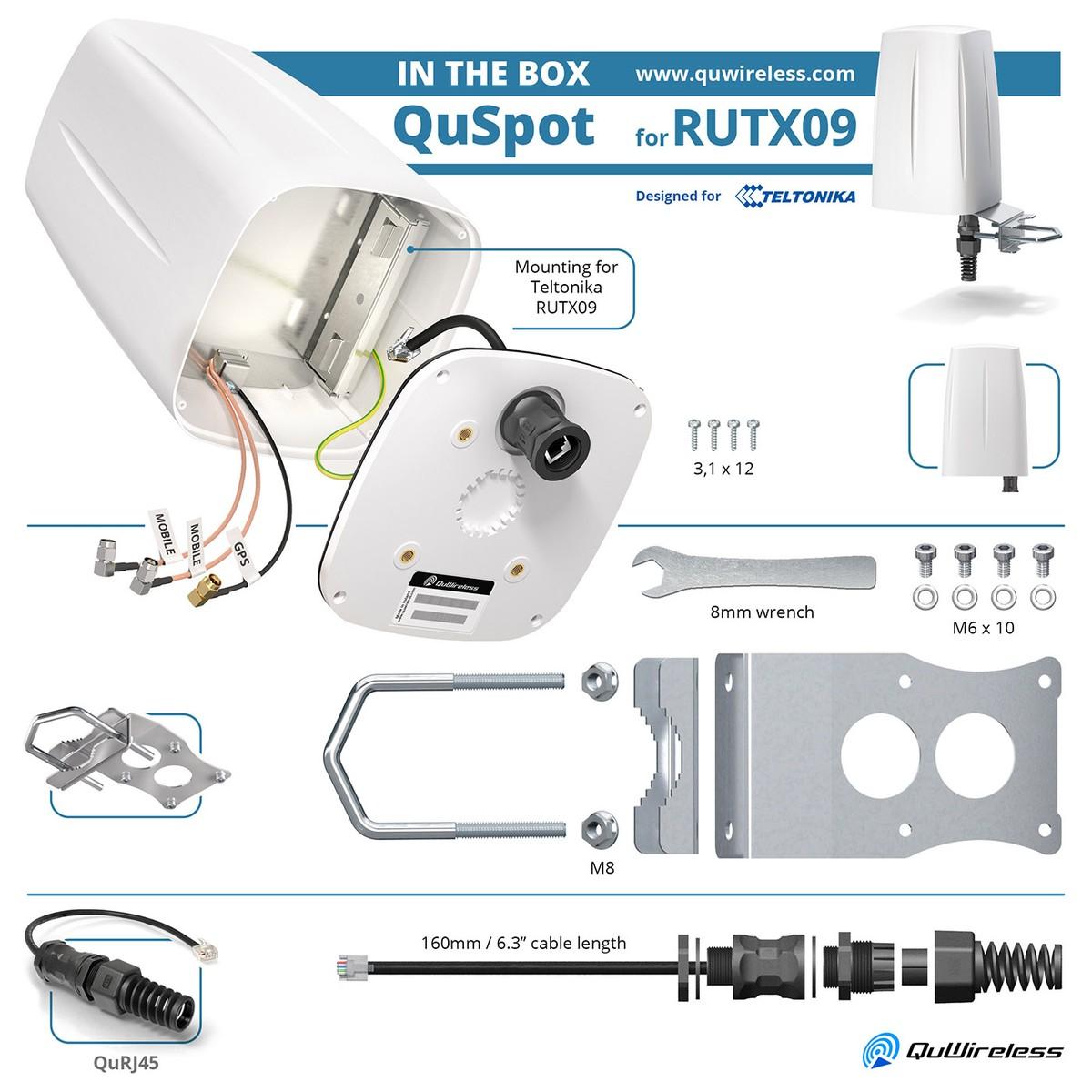 QuWireless QuSpot AX09S Antenna LTE GPS per Teltonika RUTX09