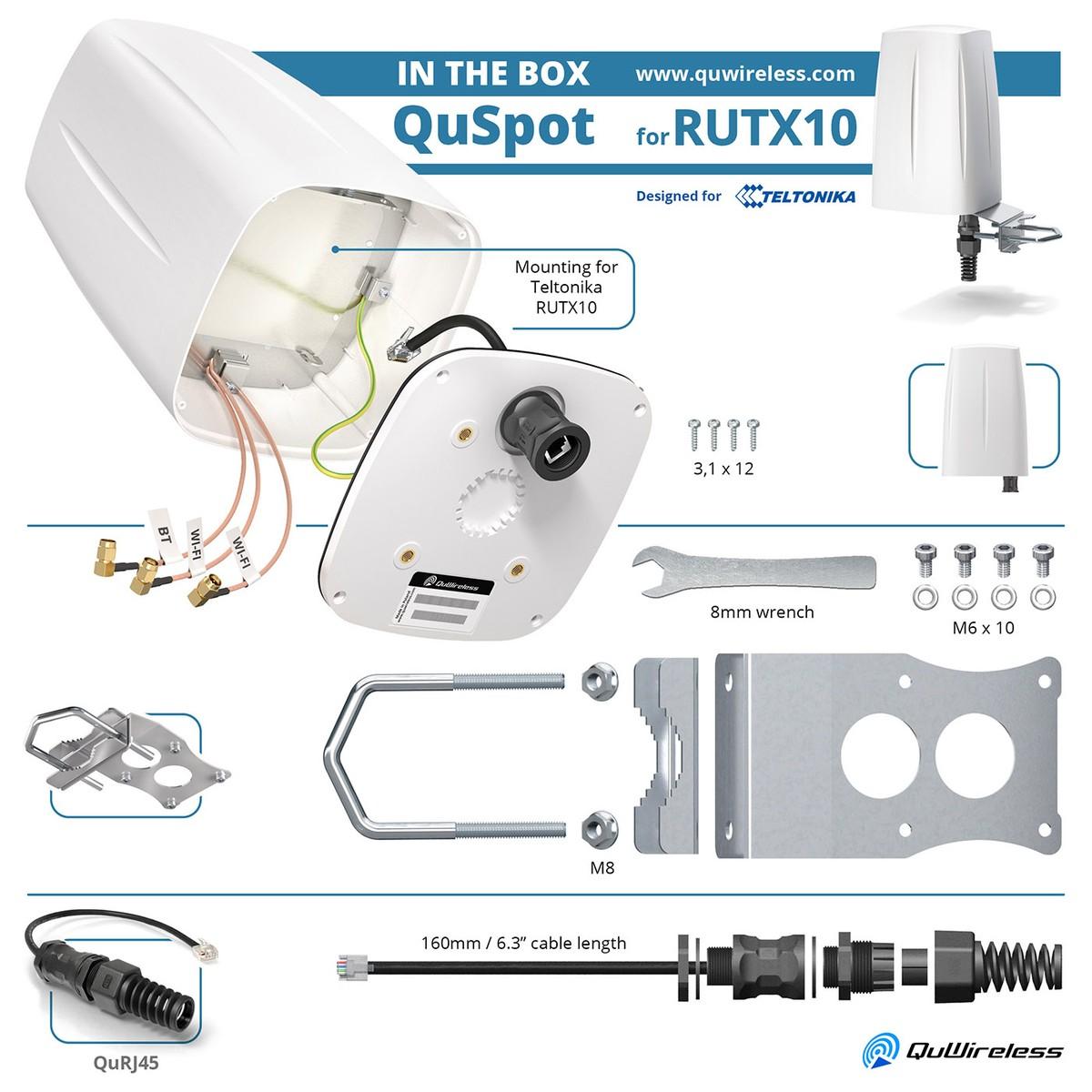 QuWireless QuSpot AX10S Antenna Wi-Fi Bluetooth per Teltonika RUTX10