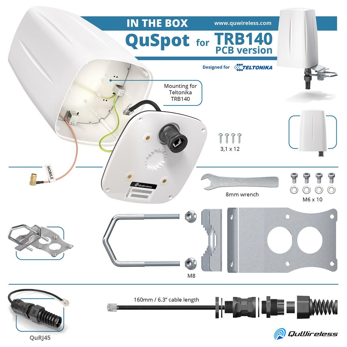 QuWireless QuSpot A140S-A Antenna LTE per Teltonika TRB140 (versione con custodia)