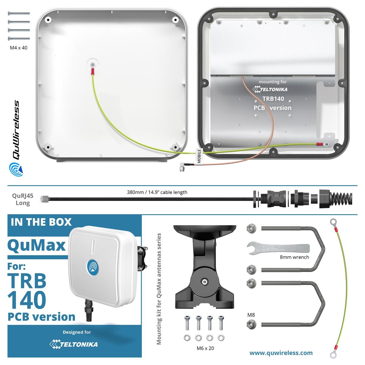 QuWireless QuMax A140M-A Antenna LTE per Teltonika TRB140 (versione con custodia)