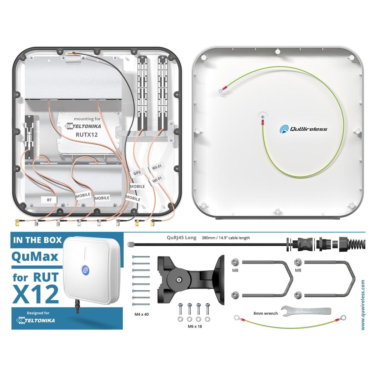 QuWireless QuMax AX12M Antenna Wi-Fi LTE GPS Bluetooth per Teltonika RUTX12/RUTX14