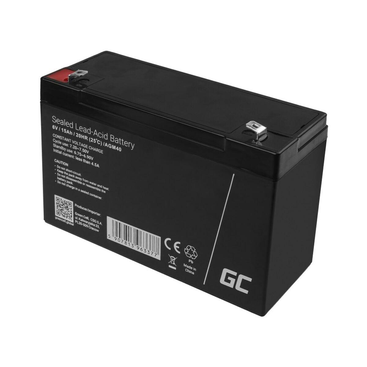 Green Cell AGM40 batteria UPS VRLA AGM 6 V 15 Ah (Green Cell AGM VRLA 6V 15Ah maintenance-free battery for alarm system cash re