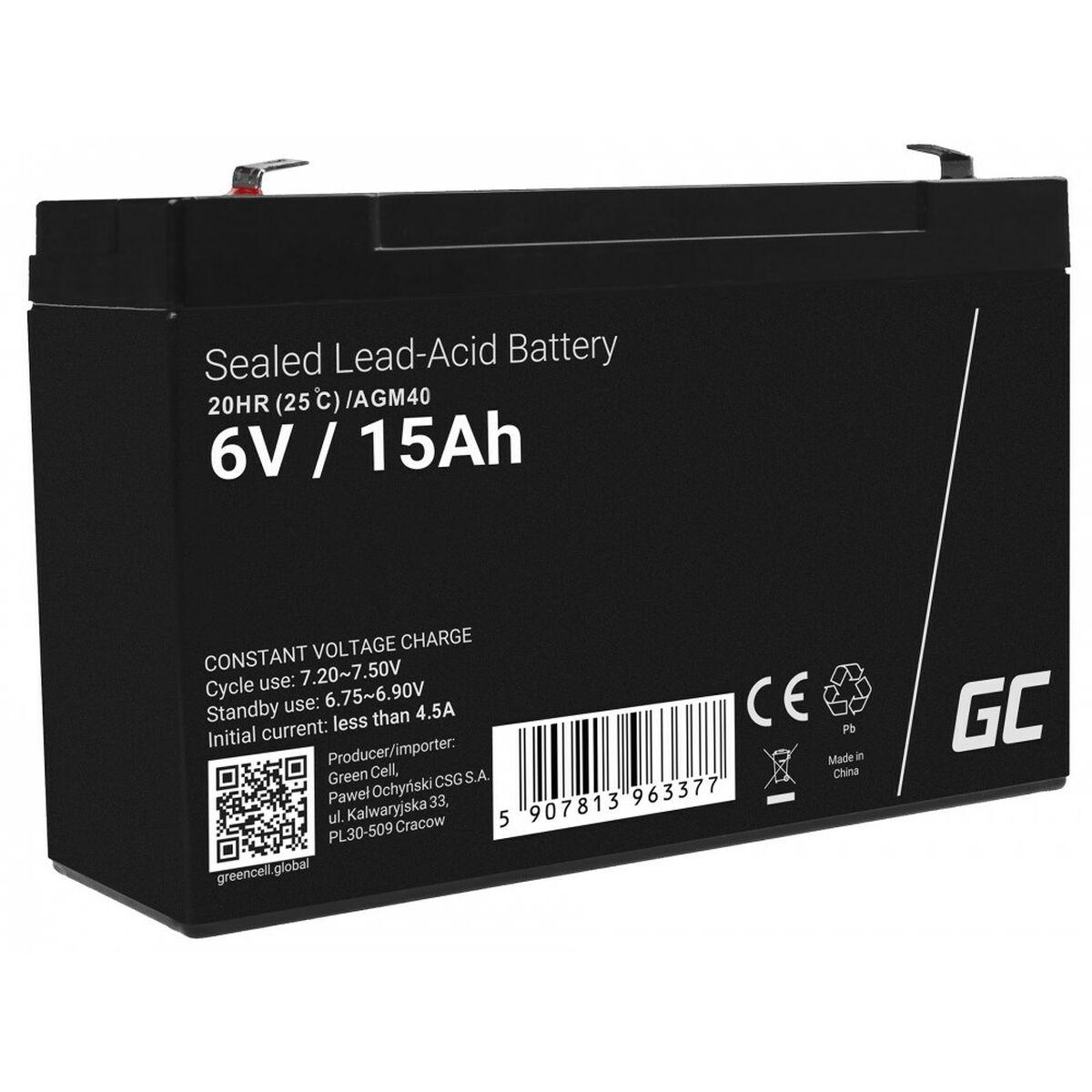 Green Cell AGM40 batteria UPS VRLA AGM 6 V 15 Ah (Green Cell AGM VRLA 6V 15Ah maintenance-free battery for alarm system cash re