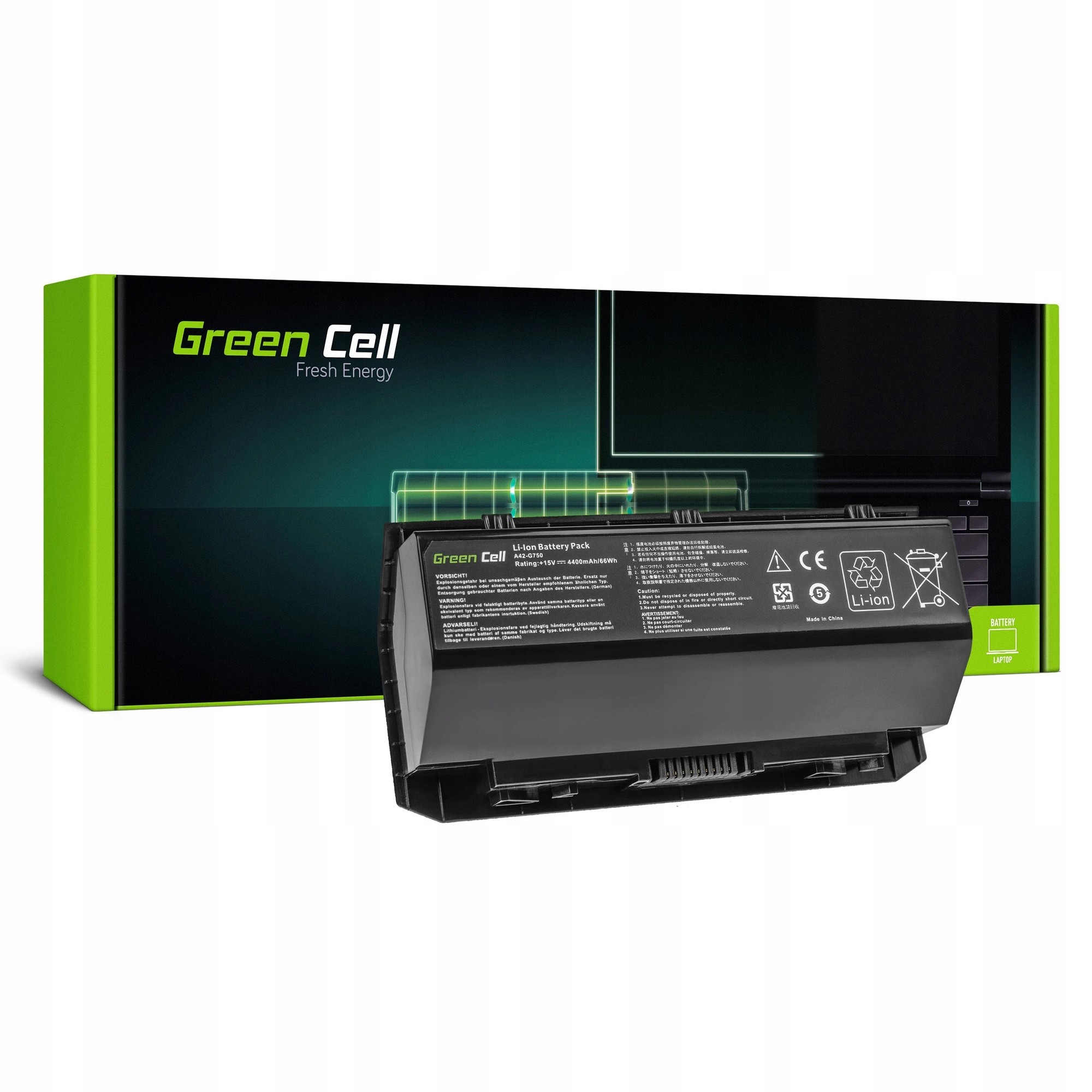 Green Cell AS159 ricambio per notebook Batteria (Battery A42-G750 for Asus G750, 15V, 4400mAh)