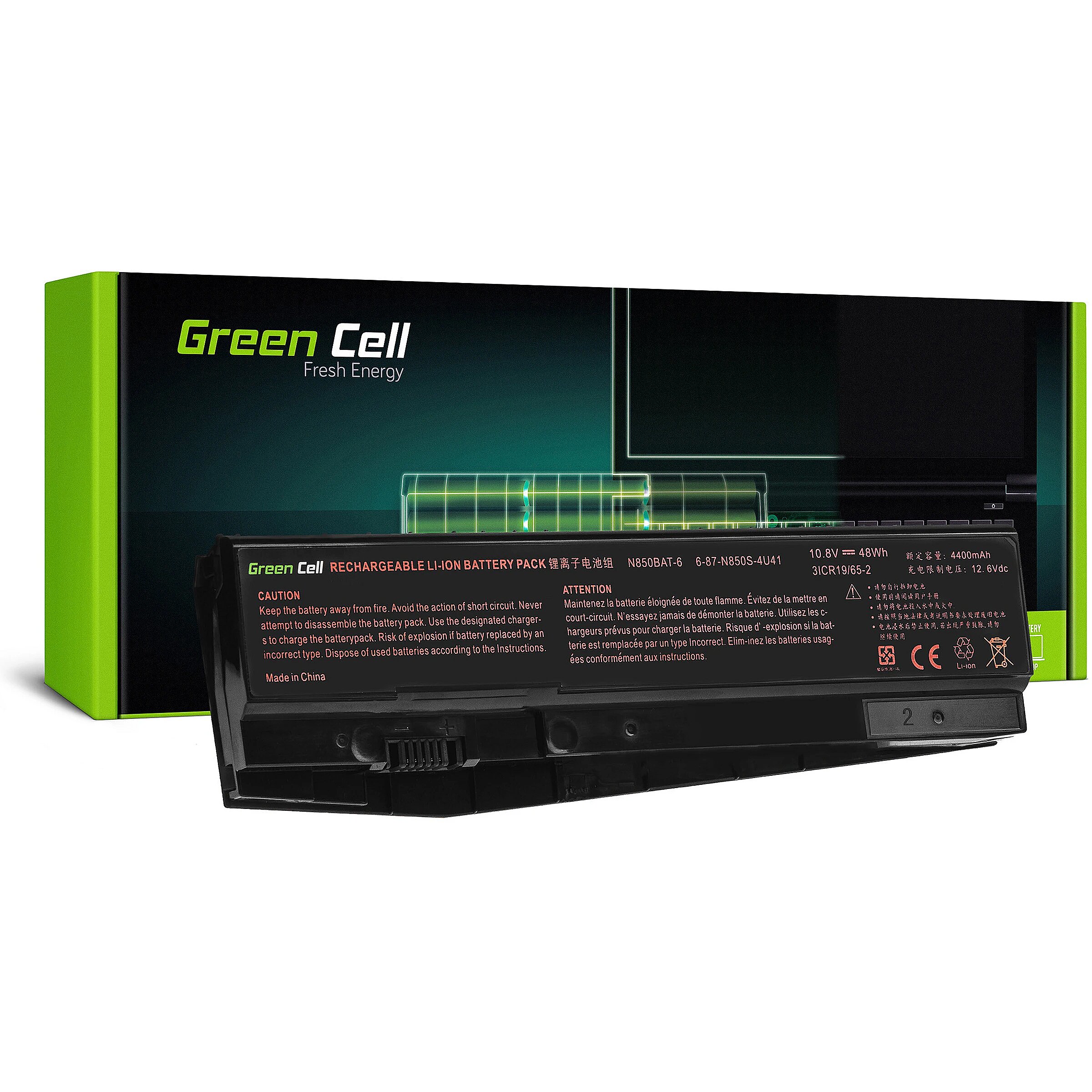 Batteria portatile N850BAT-6 per Clevo N850 N855 N857 - 11,1 V - 4400 mAh