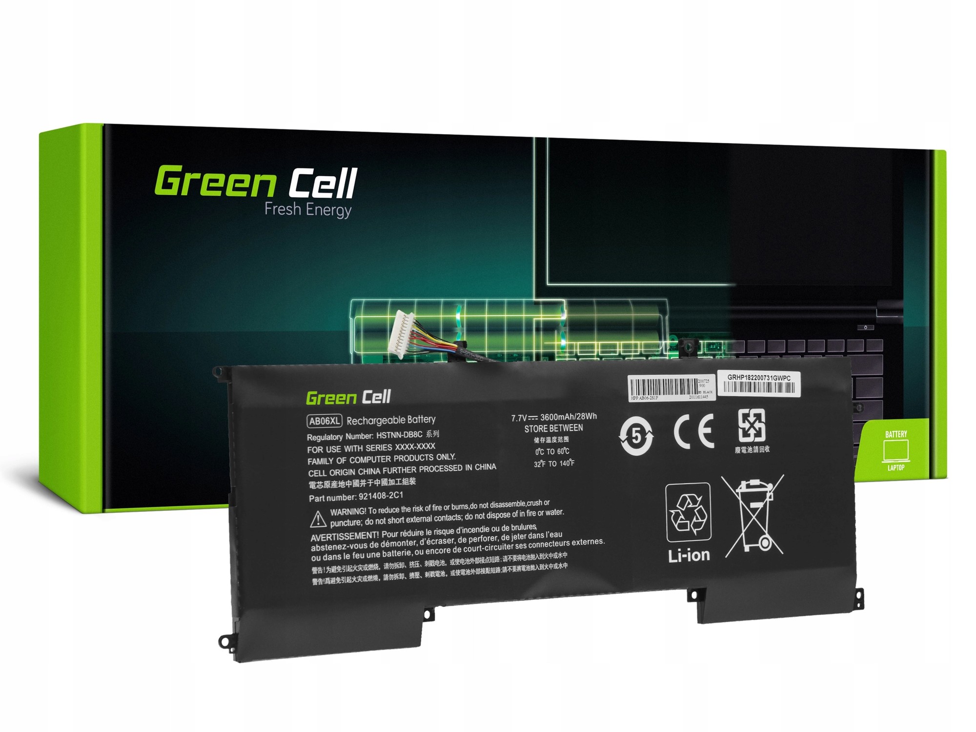 Batteria portatile AB06XL per HP Envy 13 - 7,7 V - 3600 mAh