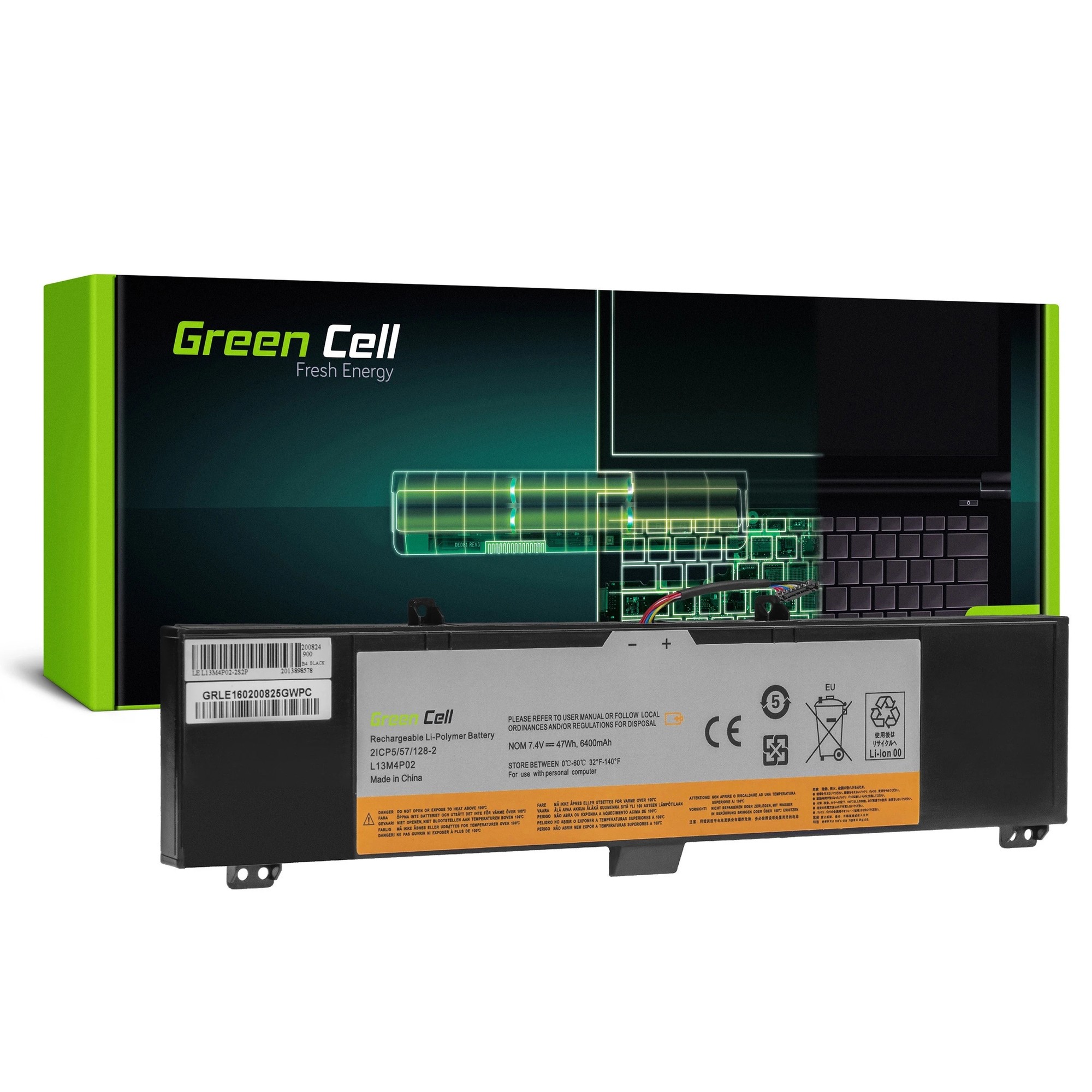 Batteria per laptop per Lenovo Y50 Y70 - 7,4 V - 6400 mAh