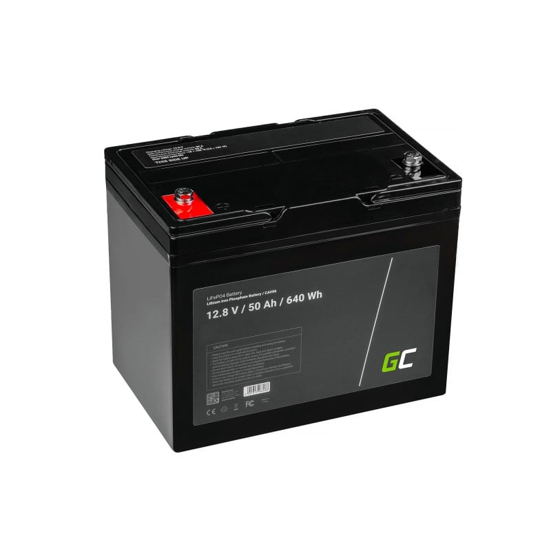 Batteria Green Cell LiFePO4 12V 12,8V 50Ah per impianto fotovoltaico, camper e barche