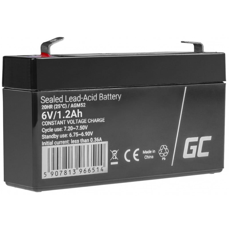 Batteria Green Cell AGM al piombo VRLA 6V 1.2Ah per giocattoli e allarmi - Batteria - Mono (D)