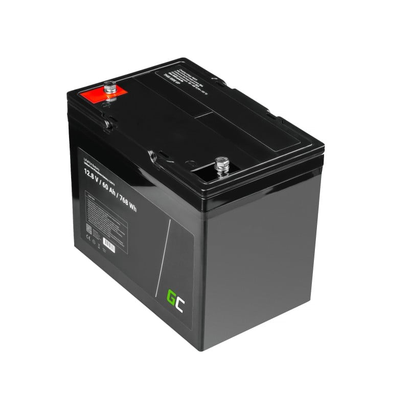 Batteria Green Cell LiFePO4 12V 12,8V 60Ah per impianto fotovoltaico, camper e barche