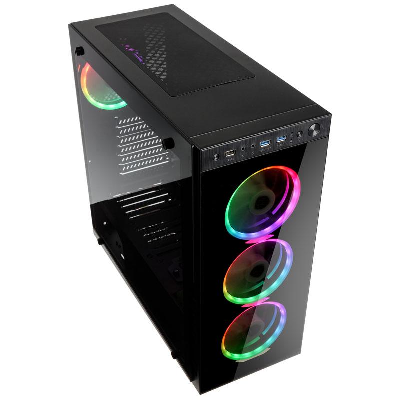 Kolink Horizon Cubierta para PC Midi Tower Nero (Kolink Horizon Midi Tower RGB Gaming Case - Black Tempered Glass)