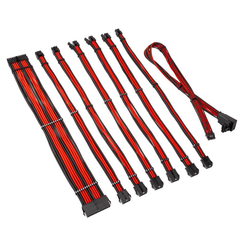 Kolink Core Pro Braided Cable Extension Kit 12V-2x6 Type 2 - Jet Black/Racing Re