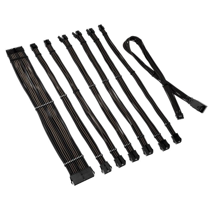 Kit di prolunga cavo intrecciato Core Pro 12V-2x6 tipo 1 - Jet Black/Grigio canna di fucile