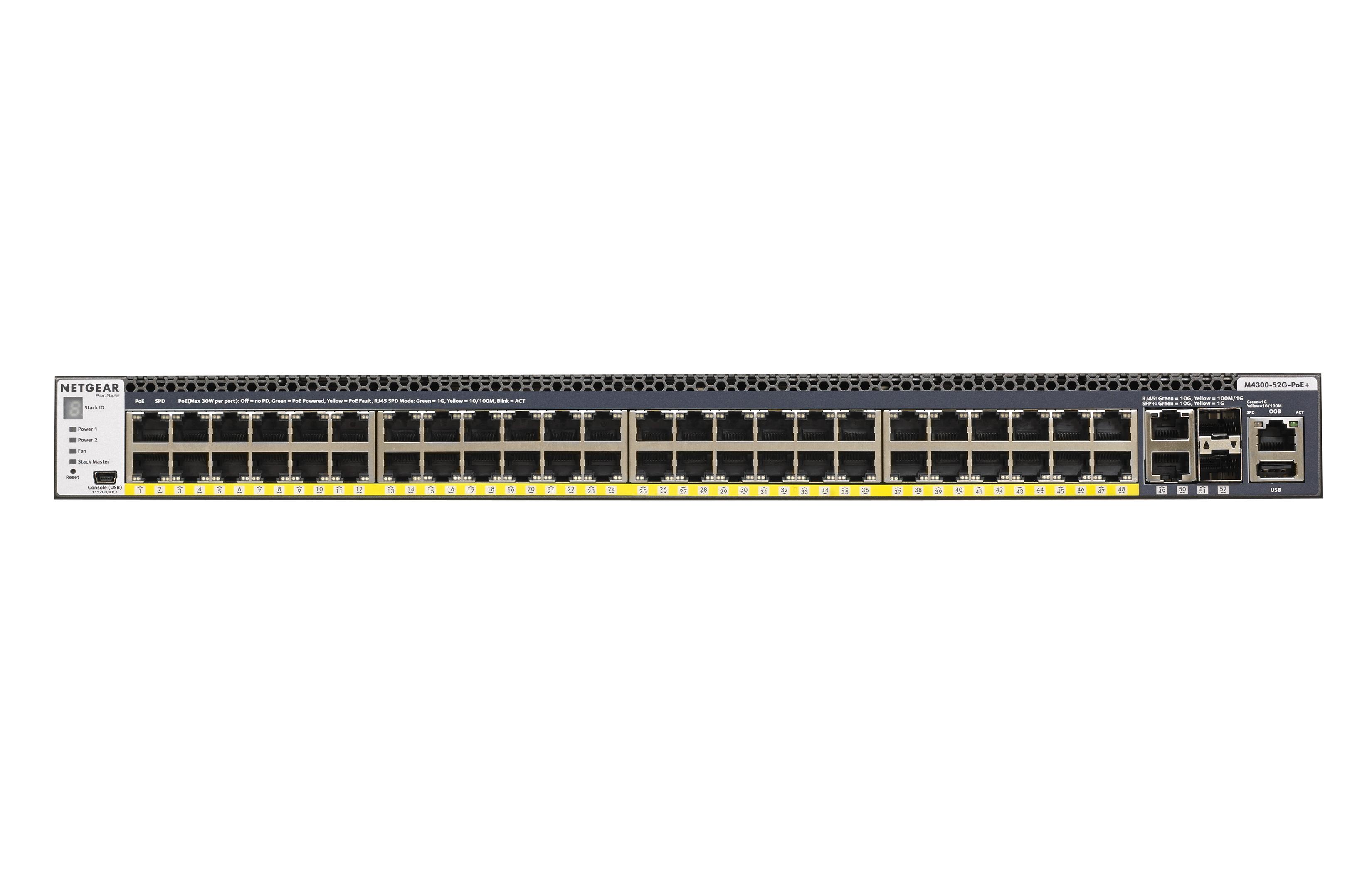NETGEAR M4300-52G-PoE 1000W PSU Gestito L2/L3/L4 Gigabit Ethernet (10/100/1000) Supporto Power over Ethernet (PoE) 1U Nero