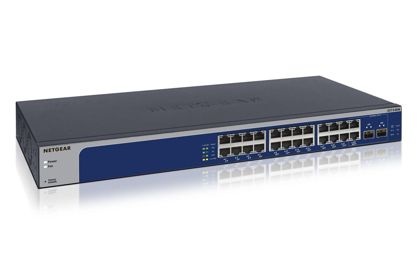 NETGEAR XS724EM Gestito L2 10G Ethernet (100/1000/10000) 1U Blu Grigio