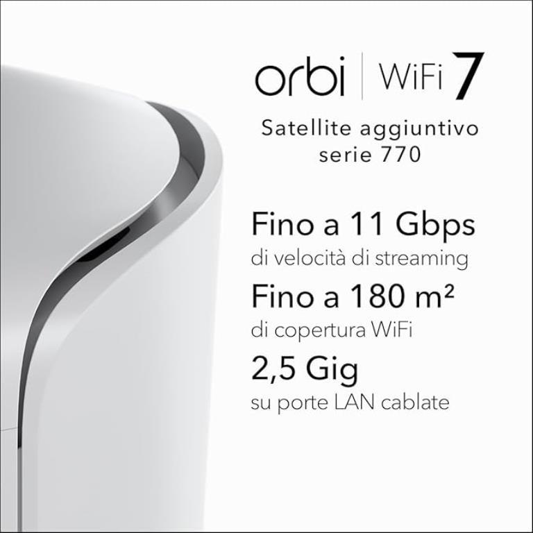 NETGEAR Orbi 770 Tri-band (2,4 GHz/5 GHz/6 GHz) Wi-Fi 7 (802.11be) Bianco 7 Interno