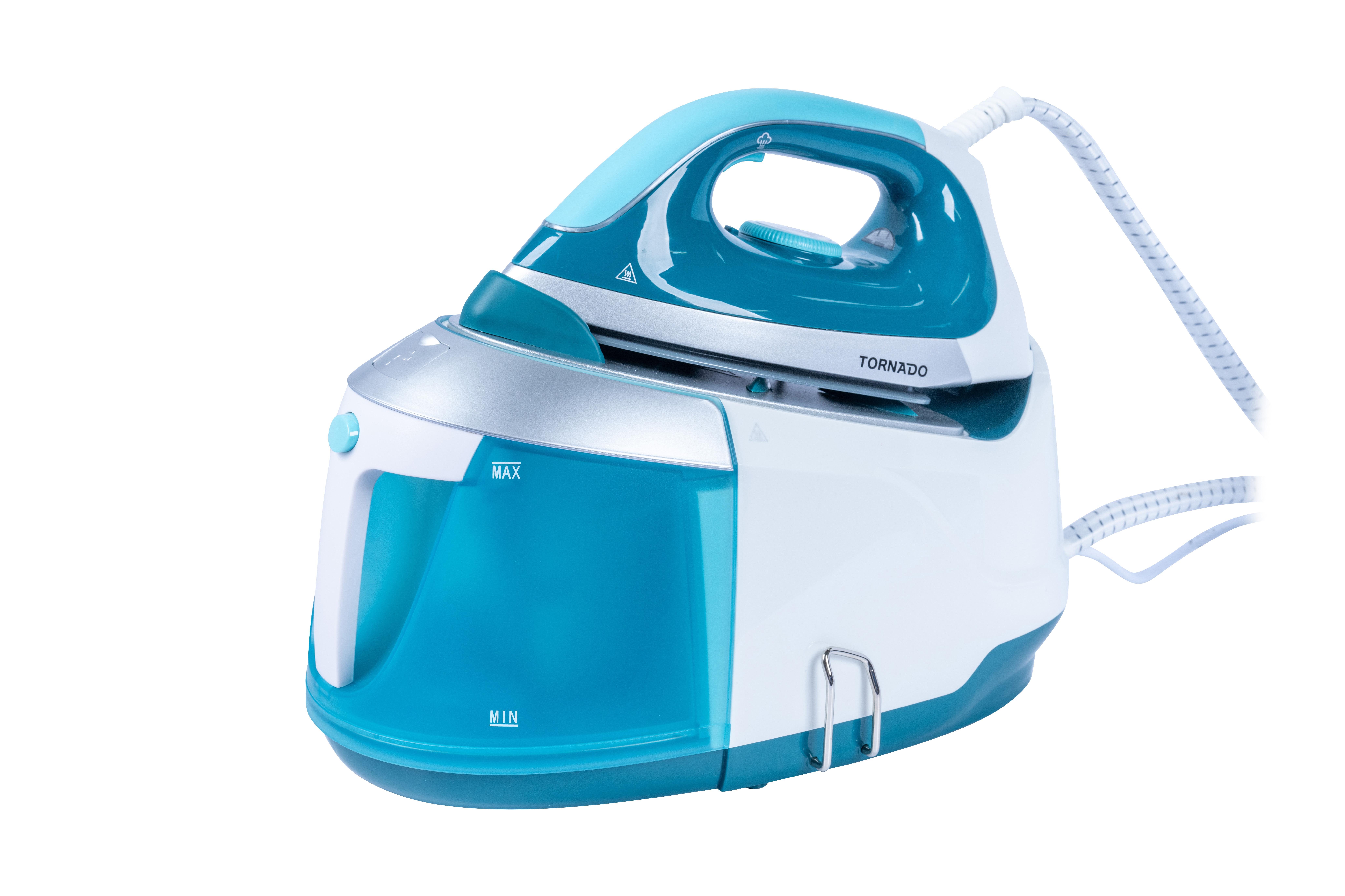 TORNADO TSS-2400D ferro da stiro a caldaia 2400 W 18 L Piastra in Ceramica Turchese Bianco