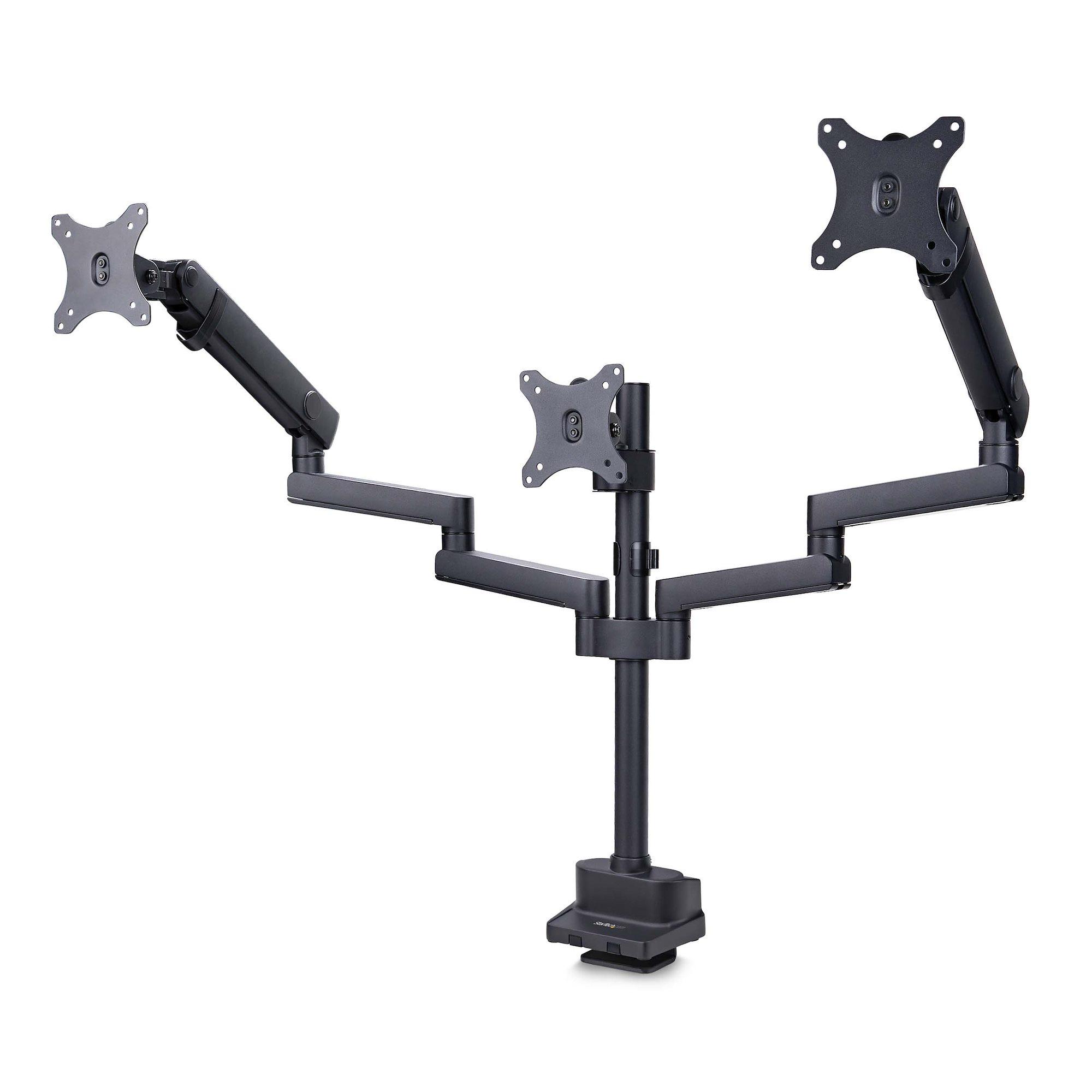 StarTech.com Supporto per tre monitor fino a 27" VESA 75x75/100x100 regolazioni dei bracci senza attrezzi montaggio con morsett