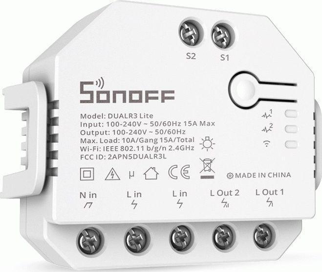 Relè WiFi a 2 canali SONOFF DUALR3 Lite con controllo motore (DUALR3 Lite)