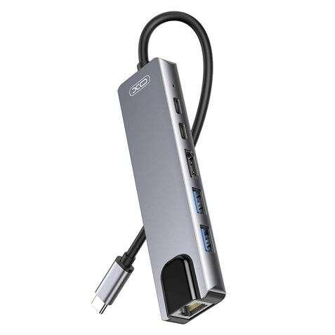 Adattatore XO tipo C HUB013 6 in 1 - Colore grigio