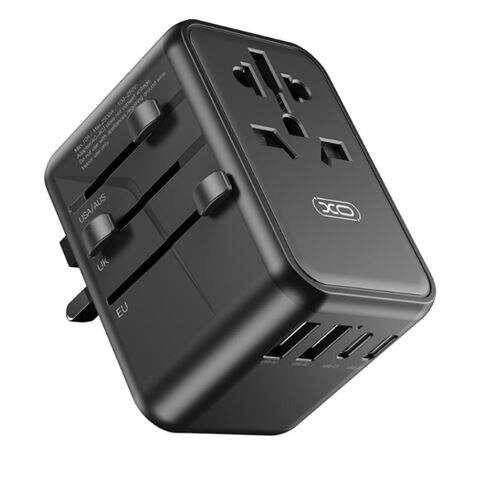 Adattatore da viaggio universale XO - Connessioni per pi di 150 paesi - Uscita fino a 2500 W - Porta USB-C da 65 W - Uscita a c