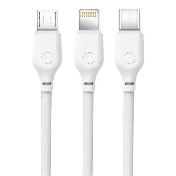 Cavo per auto veloce XO 3 in 1 - micro, tipo C e flash a USB - 1 m - colore bianco