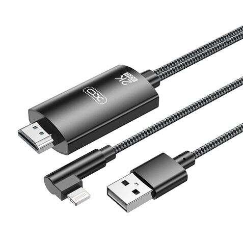 Cavo adattatore XO da Lightning a HDMI - Lunghezza 18 m - Supporto risoluzione 2K(60Hz)/1080P - Scambio dati e audio - Alimenta