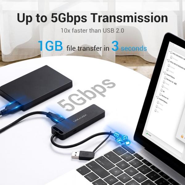HUB Vention 6 in 1 da USB 3.0 a USB 3.0x3/TF/SD/Micro-B - 015 m Specifiche -Lunghezza 15 cm -Interfaccia connettore USB 3.0 mas