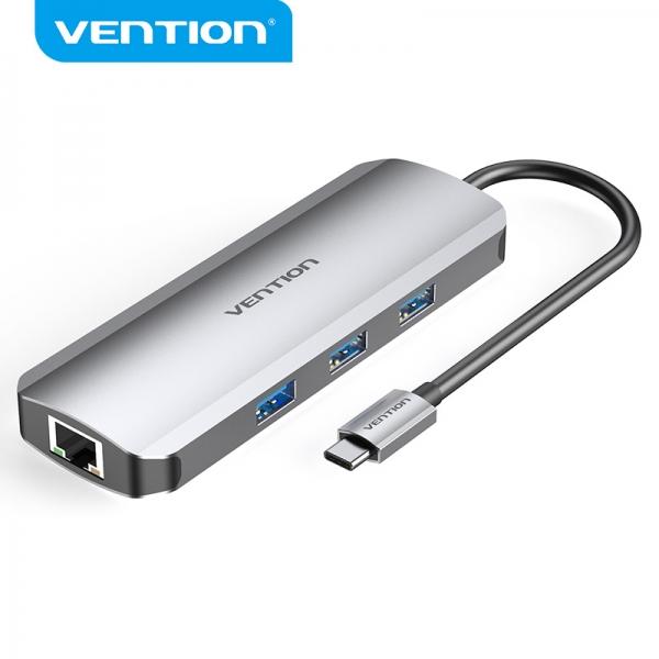 Vention TOKHB replicatore di porte e docking station per laptop Cablato USB 3.2 Gen 1 (3.1 Gen 1) Type-C Argento
