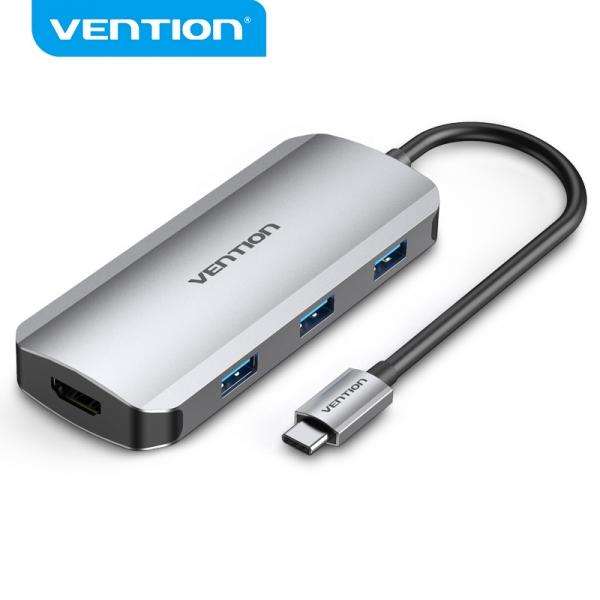 Hub USB multifunzione Vention 6 in 1 - USB-C Gen1 - 100 W - 0,15 m - Grigio Caratteristiche: -Fornisce un alimentatore da 100 W
