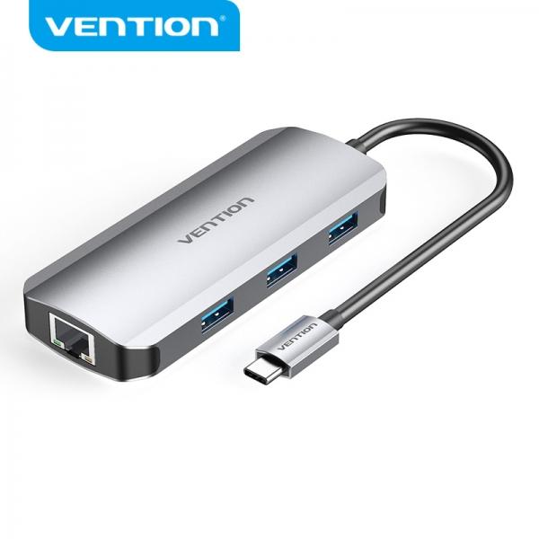 Vention TOHHB replicatore di porte e docking station per laptop Cablato USB 3.2 Gen 1 (3.1 Gen 1) Type-C Argento