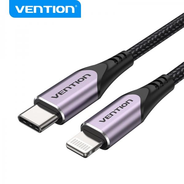 Cavo Vention da USB-C a Lightning 3A 27W 480Mbps MFi - 1m - Viola