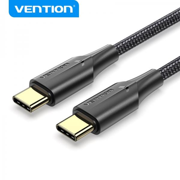 Cavo USB 2.0 C maschio a C maschio Vention intrecciato in nylon 3A - nero Caratteristiche: -Cavo dati di ricarica rapida USB-C