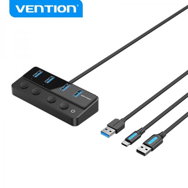 Vention CHWBF hub di interfaccia USB 3.2 Gen 1 (3.1 Gen 1) Type-A 5000 Mbit/s Nero