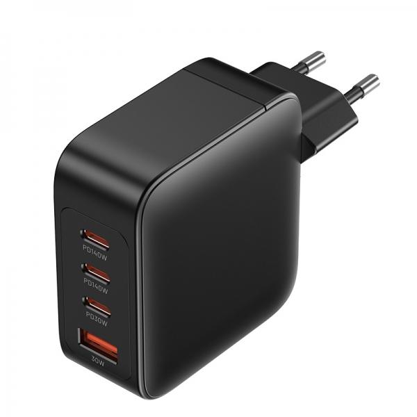 Kit di ricarica GaN con 4 porte USB (C C C A) (140 W/140 W/30 W/30 W) - Colore nero Caratteristiche -Il kit di ricarica GaN