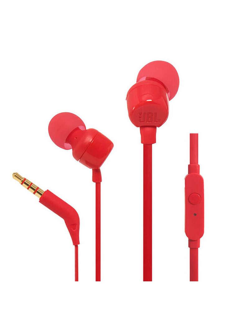 Cuffie JBL Tune 110 Microfono - Mani liberi - Controllo del cavo - Cavo piatto da 111 m - colore rosso
