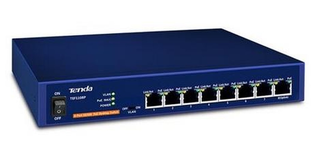 Switch 8 Porte PoE IEEE 802.3af/at TEF1108P staffe rack 123W