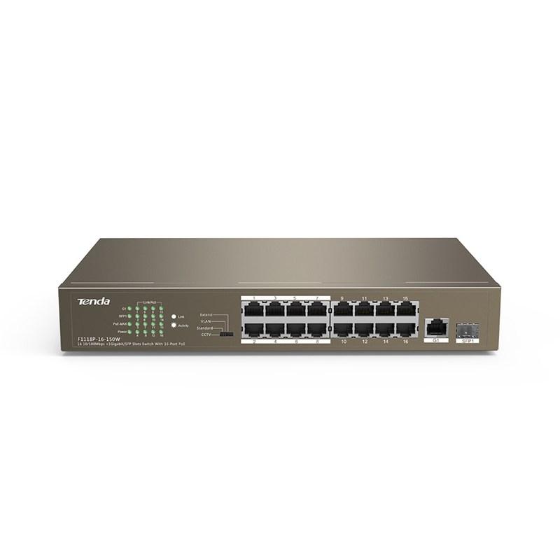 Tenda TEF1118P Switch 16-Ports PoE 1 GE1 SFP Unmanaged