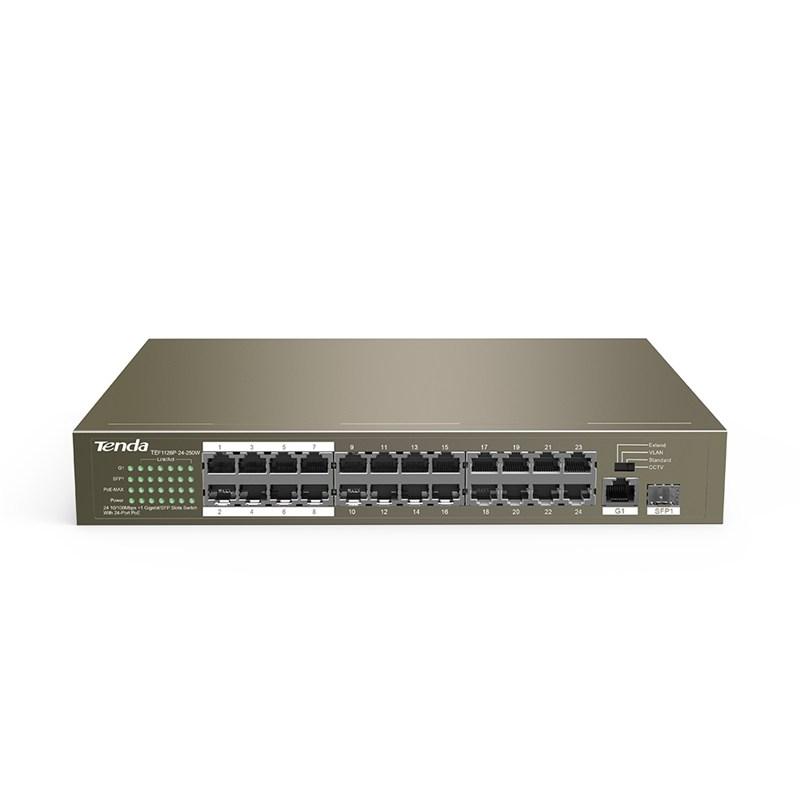 Tenda switch 24 ports PoE 10/100Mbps 1 GE/SFP - Business