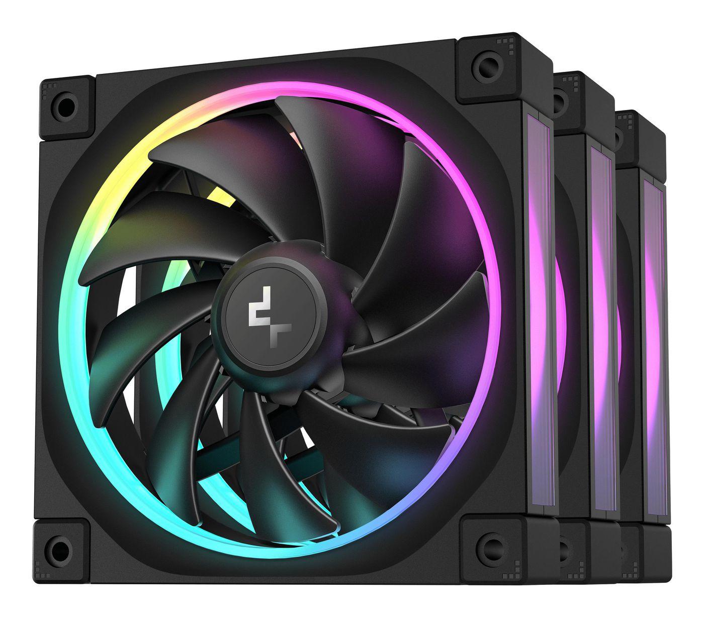 DeepCool FL12 120mm PWM 3 Pack Fan - High Performance, Low Noise, Fluid Dynamic Bearing, 36 ARGB LEDs, 500-2150 RPM, 55 CFM Air