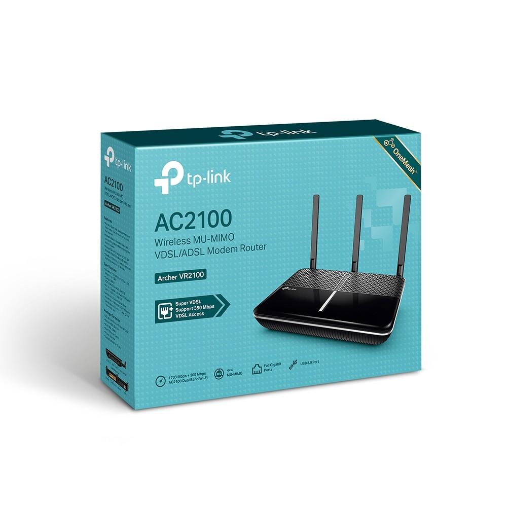 TP-Link Archer VR2100 Router Wi-Fi AC2100 VDSL/ADSL Dual Band 4x RJ45 1000 Mb/s 1x RJ11 1x USB