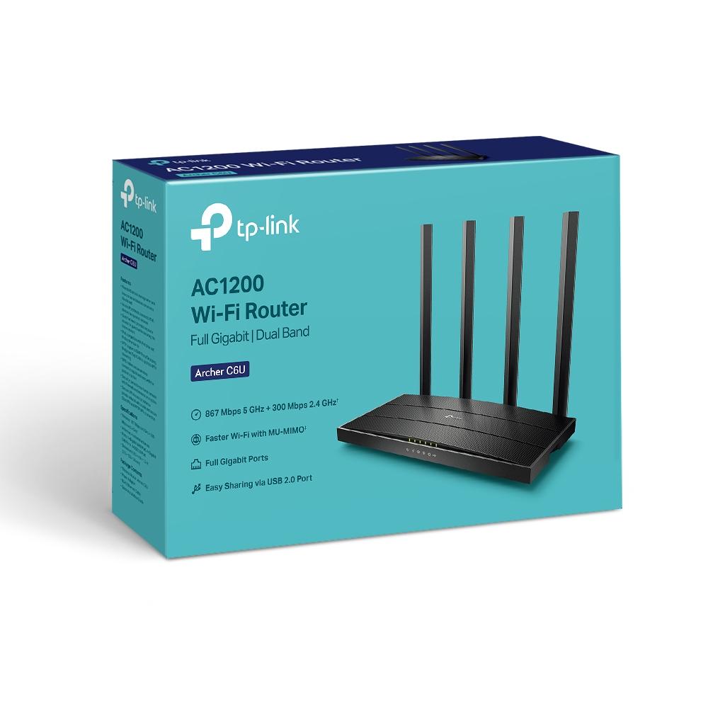 TP-Link Archer C6U Router Wi-Fi AC1200 MU-MIMO Dual Band 5x RJ45 1000Mb/s