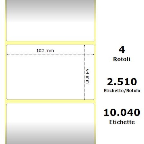 White 102x63.5mm,2510Et/Rotolo Z-1000D, 4x2.5x3Core ,4 Rolls