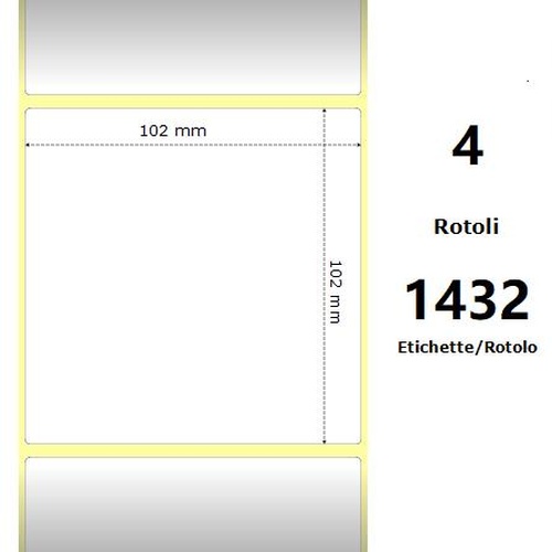 White 102x102mm,1432 Et/Rotolo Z-1000D, 4x4x3 Core ,4 Rolls