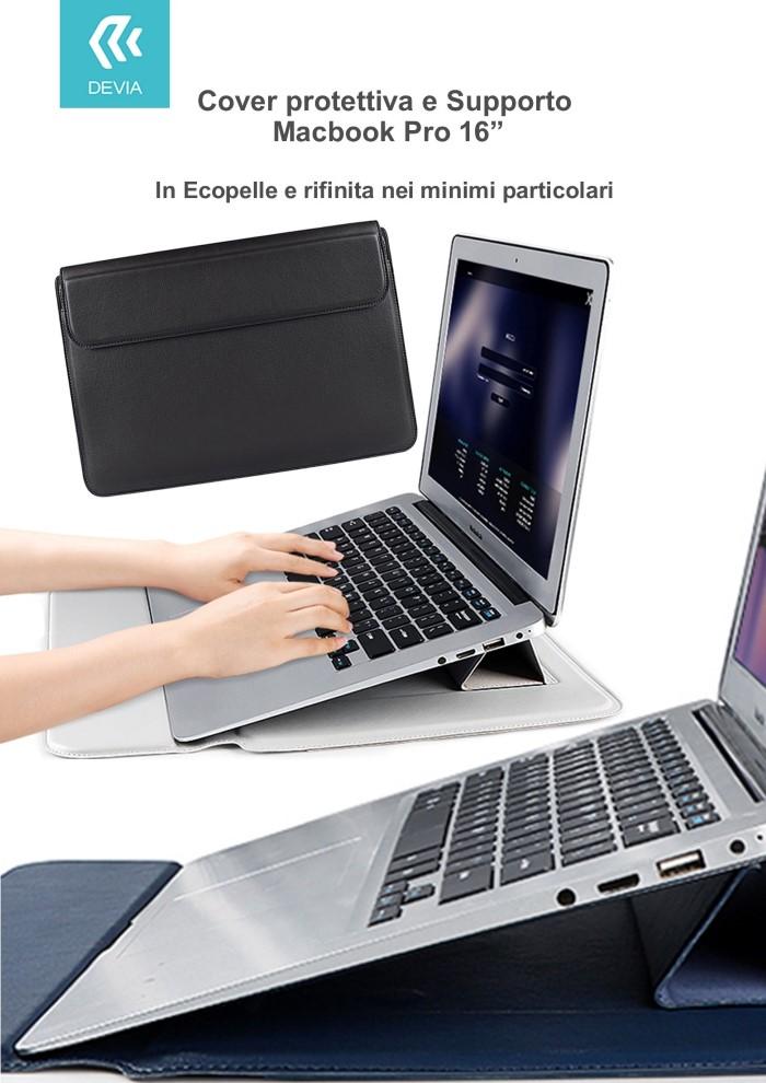 Cover protettiva per Macbook Pro 16" con Supporto Nera