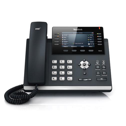 Yealink SIP-T46U Telefono VoIP 2x RJ45 1000Mb/s schermo PoE USB senza alimentazione
