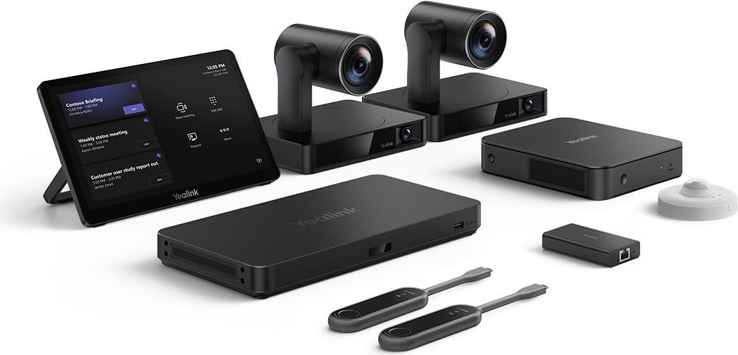 Natives Microsoft Teams Rooms-System fr ProAV-Rume 2x UVC86 Dual-Eye Intellient Kamera VCR20 Fernbedienung Netzadapter Wandhal