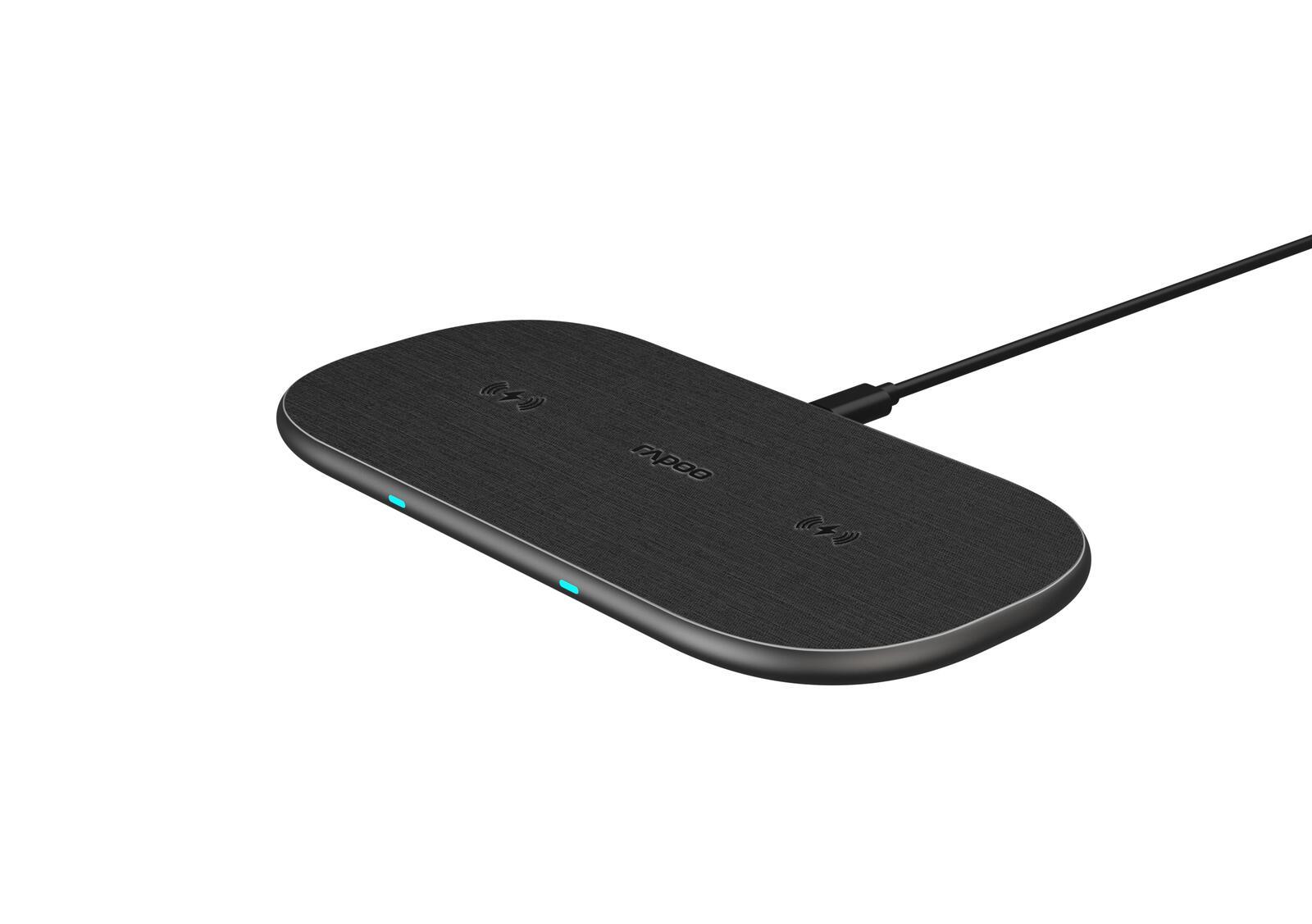 RAPOO XC260 - Grigio (doppio tampone di caricamento senza risate per smartphone AirPods e altri accessori)