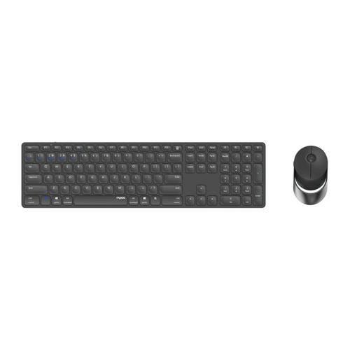 Rapoo 9850M tastiera Mouse incluso RF senza fili + Bluetooth QWERTZ Tedesco Grigio