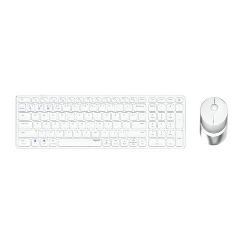 Rapoo 9750M tastiera Mouse incluso RF senza fili + Bluetooth QWERTZ Tedesco Bianco